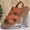 Dual-Purpose Comfy Men's Slippers New Summer Men Leather Sandals Adult Thick-soled Male Beach Shoes Non-slip Open-toe Half Drag