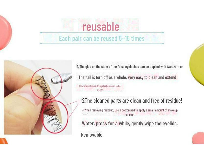 Meiliyue Korean Girl Group Black Stem False Eyelashes - 14 Hand-Woven Clusters