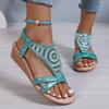 Women's Rhinestones Wedge Sandals Comfortable Med Heels Gladiator Shoes Woman Bohemian Style Summer Beach Sandalias Mujer 2025