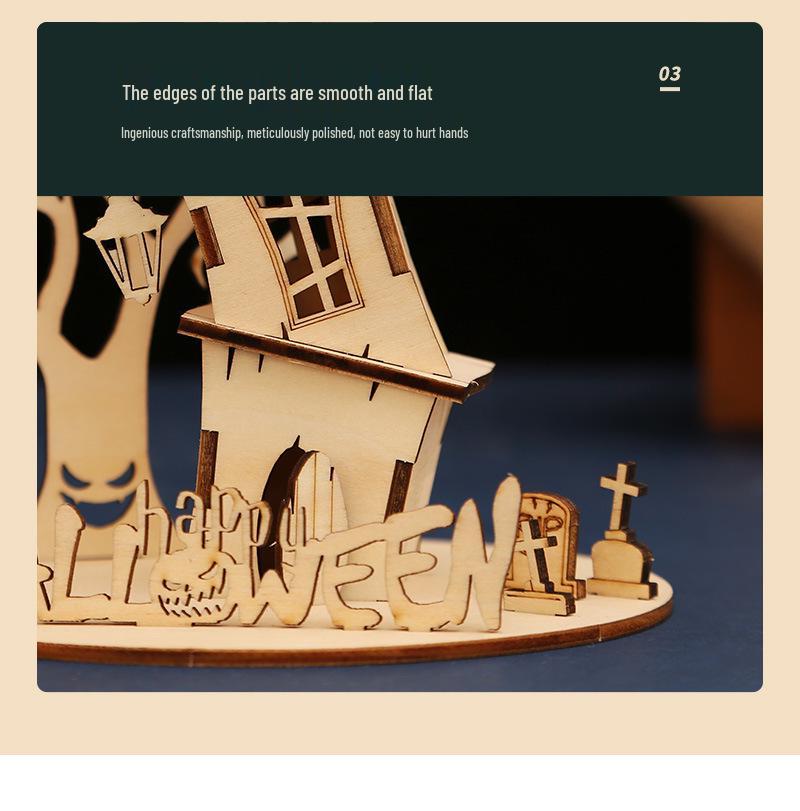 Halloween DIY Ghost Festival Wooden Puzzle - Children's Handmade Educational Toy