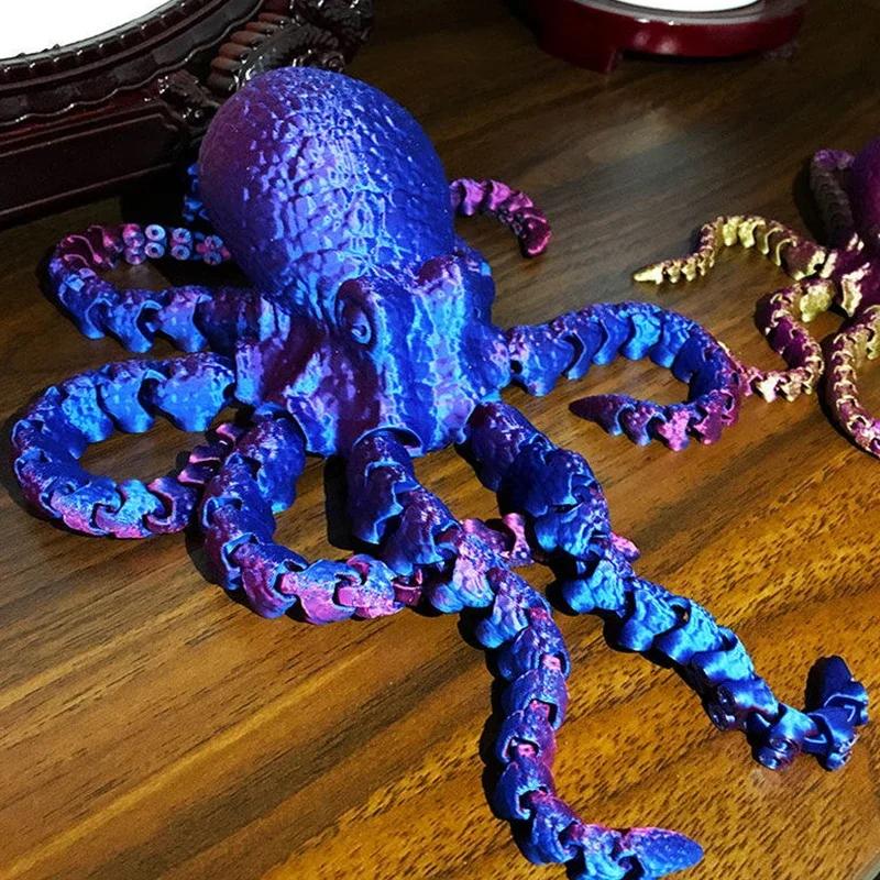 3D Printed Octopus Movable Flexible Joints Fidget Toy Home Office Desktop Ornament Ocean Animal Decor New Year Gifts Kid Toy