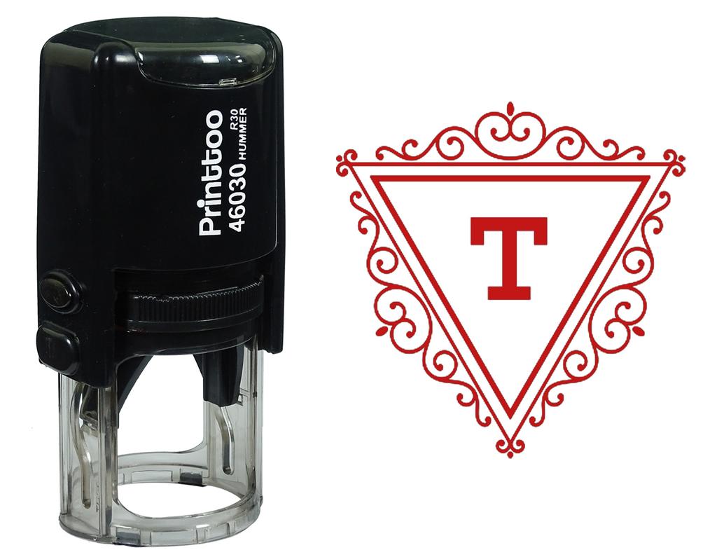 Printtoo T Alphabet Swirl Border Triangle Monogram Initial Self Inking Rubber Stamp Office