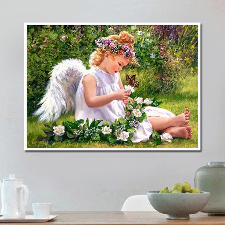 Алмазная мозаика со стразами Портретная картина Прекрасная девушка-ангел 5D Алмазная вышивка Алмазная картина