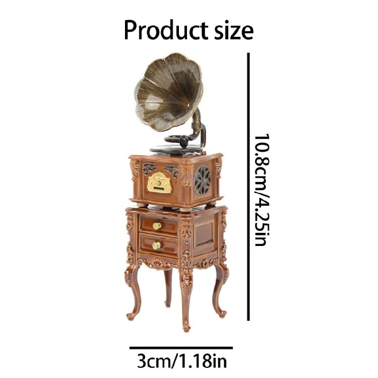 Детализированный миниатюрный фонограф для кукольных домиков, дисплей, улучшает аксессуары для ролевых игр в гостиной