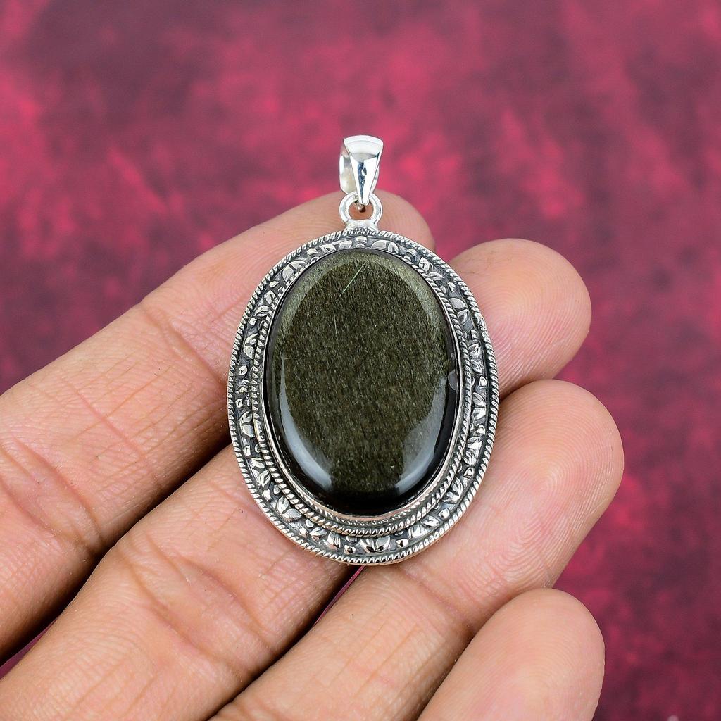 Серебряный кулон Silversheen Obsidian 925 пробы, ювелирные изделия с подвеской из драгоценных камней ручной работы, подарки для жены, абсолютно новый кулон