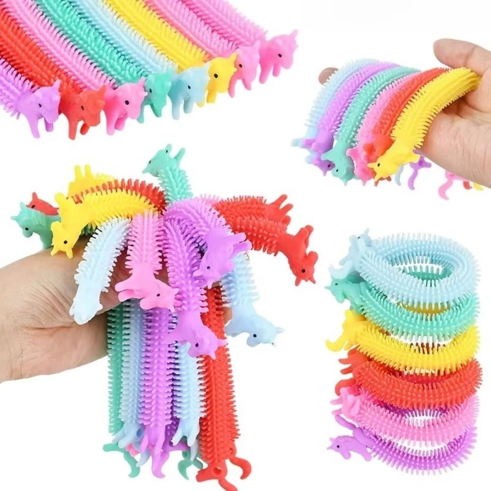10pcs Stress Relief Stretch Fidget Toy Soft Dinosaur Squeeze Toy Fun Stretching Rope Toy Kids