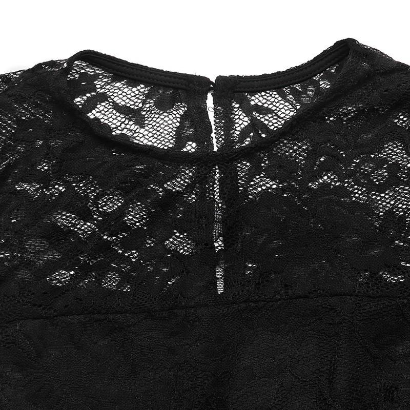 2026 Elegant Lace Splicing Long Sleeve Dress Women Slim Fit A-Line Mini Skirt Pure Color