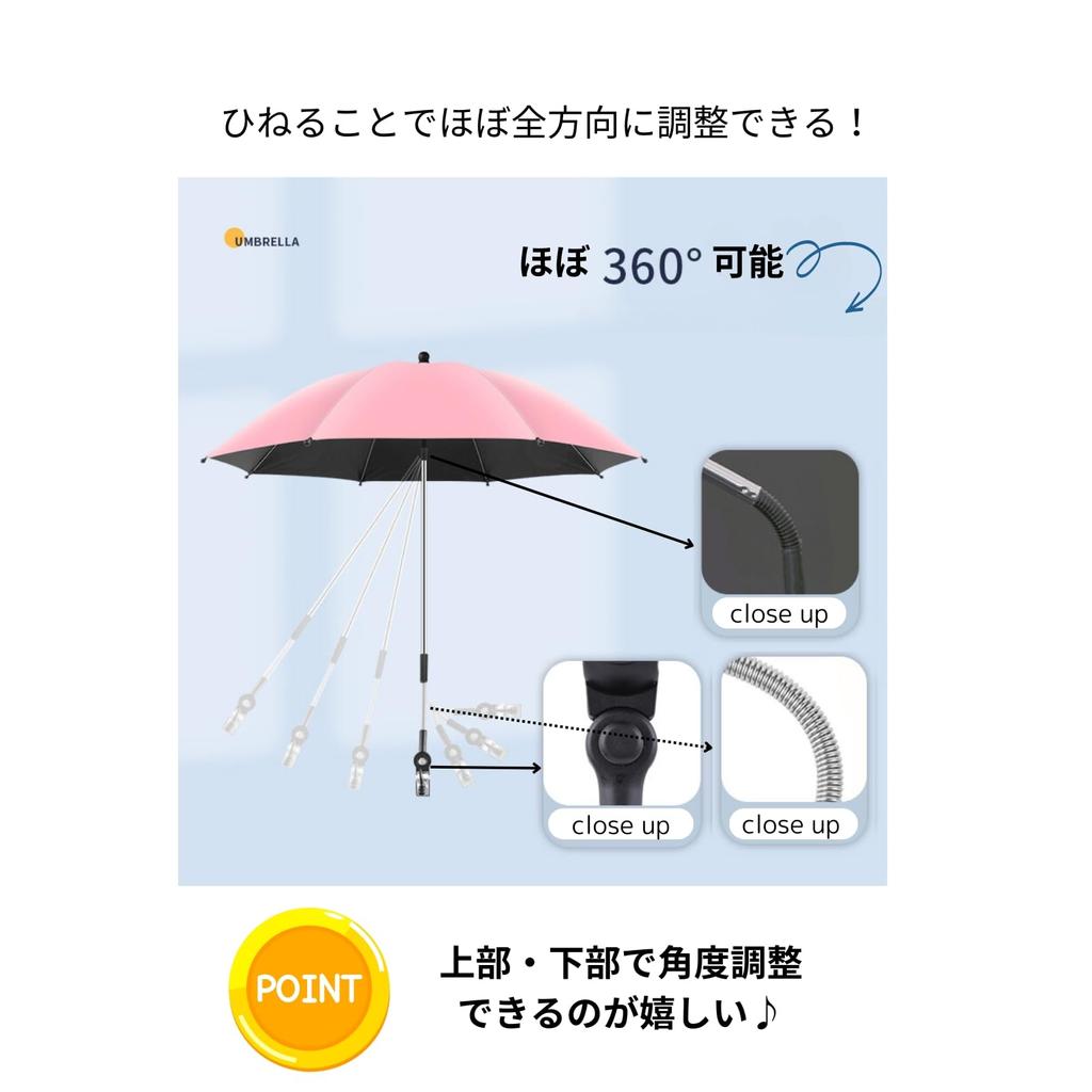 Parasol for Pet Parasol for Stroller Dog Diameter 75cm [flowbloo] Cart, Stroller, Sunshade, Cart, Parasol, Gray,