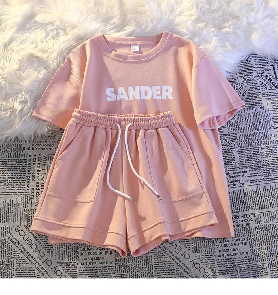 Женский летний комплект с шортами и коротким рукавом - Повседневный, удобный, свободного кроя, двухпредметный для легкого стиля и спортивного комфорта