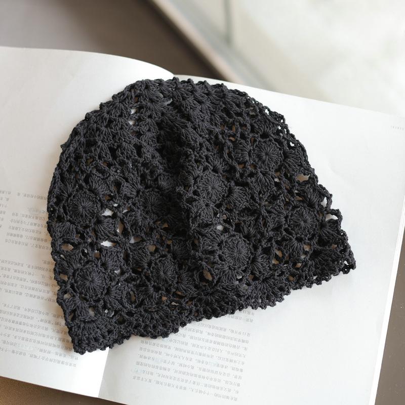 Весенне-летняя ажурная тонкая хлопковая нить ручной работы крючком головной убор элегантный ретро милый декоративный вязаный женский головной убор