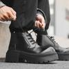 Мужская мода вечеринка ночной клуб платформа ботинки черные трендовые туфли из натуральной кожи ковбойские осенне-зимние ботинки крутые ботильоны для мужчин
