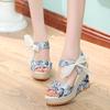 Fashion Fashionable Slope Heel Printed Elegant Sandals 2024 Versatile Summer Casual Women's Shoes Lightweight and Breathable High Heels