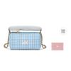 New Lee Fabric Shoulder Bag, Crossbody Bag, Handbag Large Women's Blue Plaid LE250038L-522