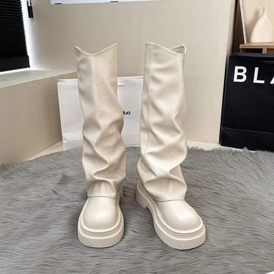 Женские 2025 новые европейские и американские французские модные длинные сапоги, но сапоги-брюки до колена