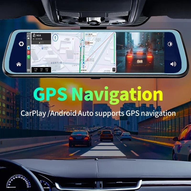 4K Front and Rear Camera 1080P Wireless Carplay Android Auto 10Inch Mirror Dash Cam for Car Dvr Video Recorder Car Assecories