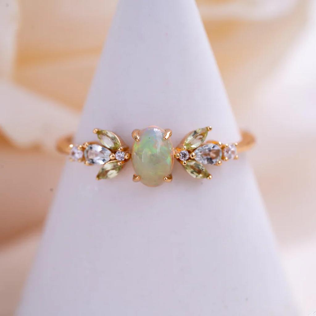 Японское Золото Белая Окантовка Белый Бриллиант Маркиза Кольцо Простое Свежее Модное Универсальное Украшение