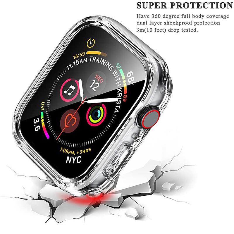 Закаленное стекло+чехол для Apple Watch 9, 8, 41 мм, 45 мм, 42 мм, 38 мм, защитный чехол для ПК iWatch series 7, 6, 5, 4, se, 44 мм, 40 мм