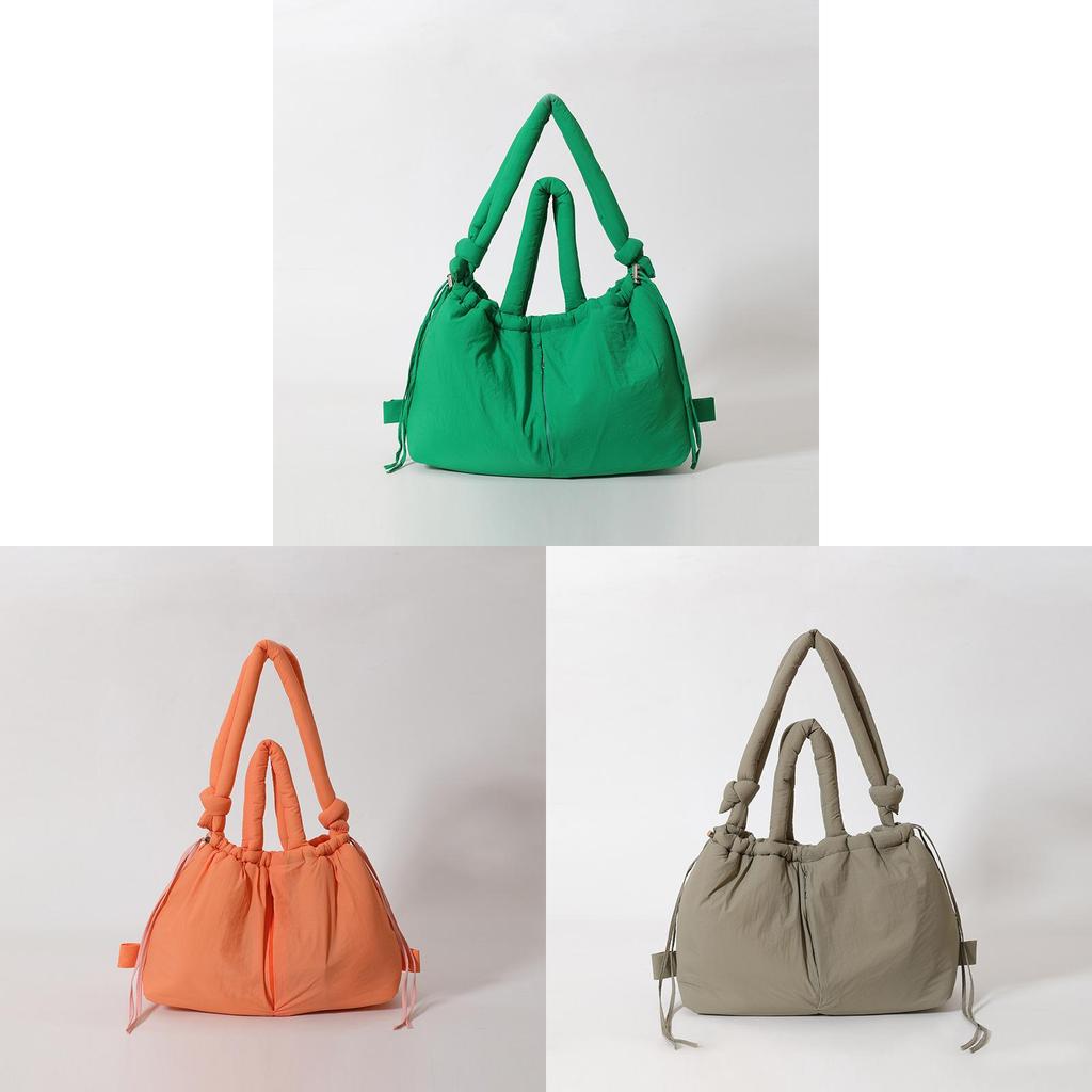 Casual Large Capacity Nylon Shoulder Bag For Women With Drawstring And Multiple Carrying Styles