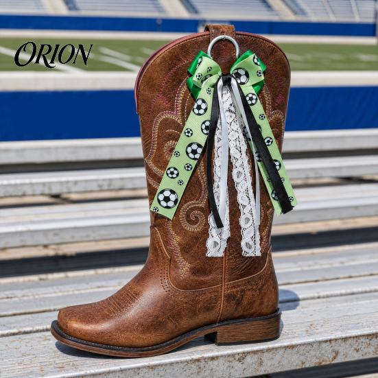 Boot Charm with Loop 2Pcs Ribbon Bow for Cowgirl Boots, Women Satin Western Decorations Hanging Ring, Universal Decoration Accessories