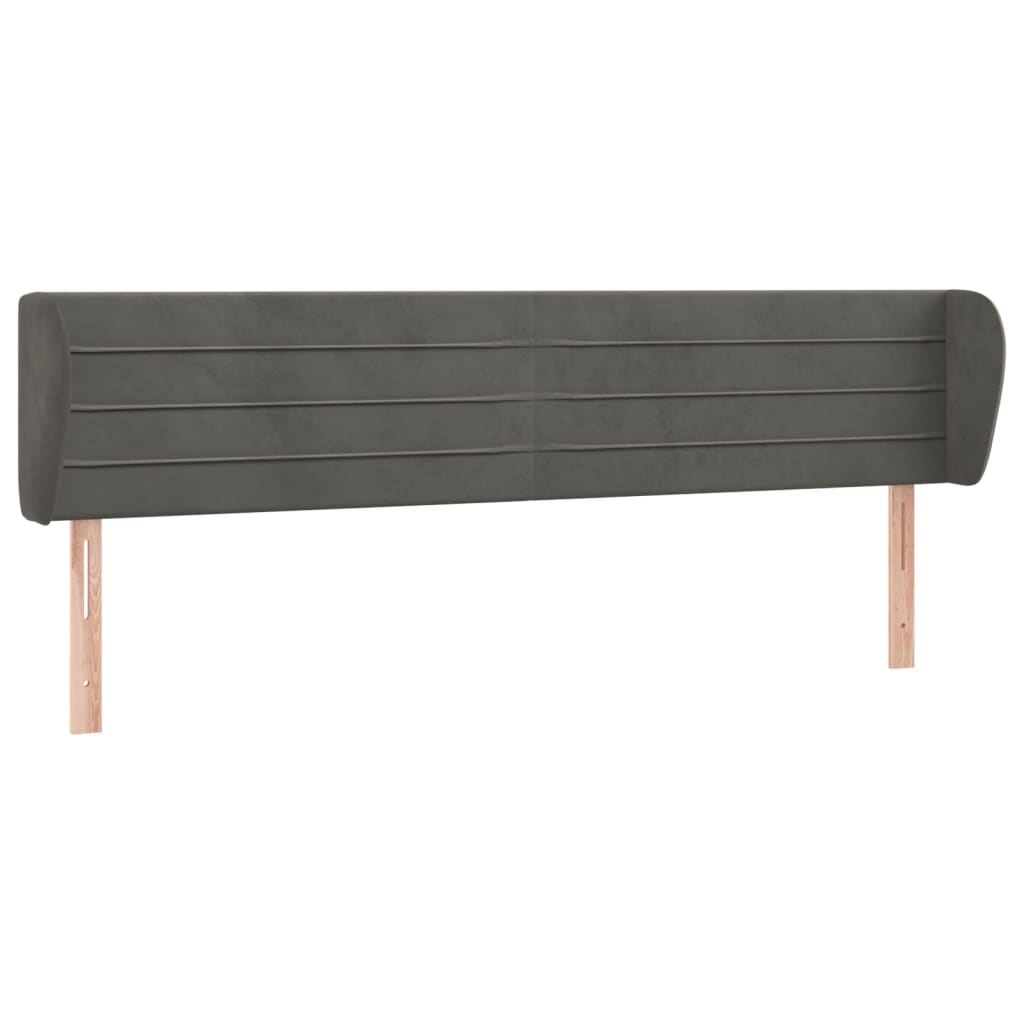 Headboard with Wingbacks Dark Grey 163 x 23 x 78 88 cm Velvet