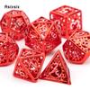 7 шт. красно-белые зубчатые колеса, металлические кубики, набор полых металлических многогранных кубиков, подходит для ролевой игры, настольной игры, карточной игры
