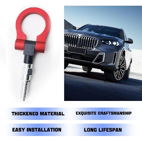 Car Front Bumper Tow Hook, Racing Track Style Trailer Ring Hook, Alloy Durable Cars Screw-on Tow Hook, Fit for 97-06 BMW 3/5/7 Series, 03-14 Mini