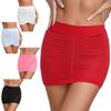 Womens Bodycon Mini Skirt Ruched Elastic Semi-Sheer Skirt Hip Wrap Lingerie Skirt