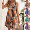 Vinatge повседневное платье без рукавов с принтом для женщин летнее платье без рукавов больших размеров женские трапециевидные свободные вечерние платья женская одежда 24057