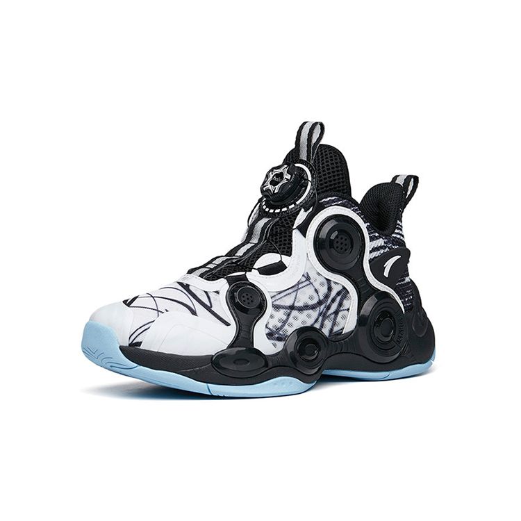 Anta Асимметричные удобные универсальные прочные дышащие низкие баскетбольные кроссовки детские кроссовки белые черные 312221102-3