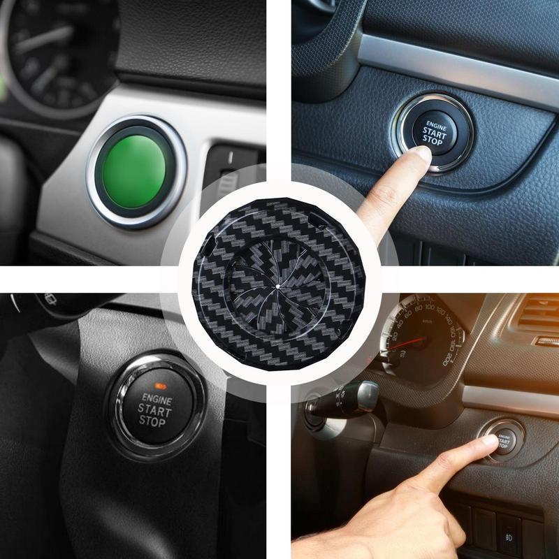 Rotary Push Start Button Cover Carbon Fiber Push Start Button Stylish Car Power Control Trim Car Button Decoration Engine Start