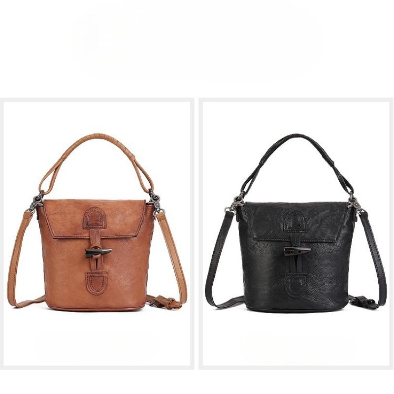 Женская сумка Street Vintage Bucket Baotou Layer Cowhide All-in-one Handbag Изысканная высококачественная сумка Sense Crossbody