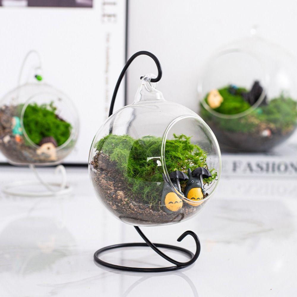 Iron Art Glass Ball Hanging Stand Retro Iron Display Stand Ecological Bottle Stand  Vase