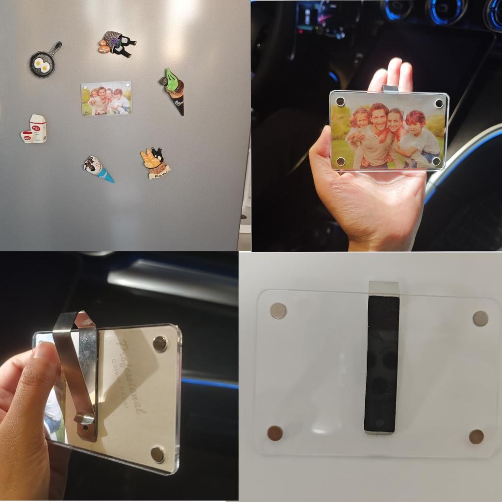 4 Pack Car Sun Visor Photo Holder, Acrylic Magnetic Personalized Photo Holder car Picture Frame, Photo Car Visor Clip, Personalized Car Accessories
