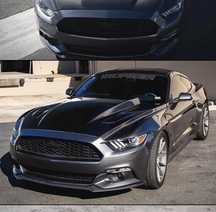 Carbon Fiber Hood for 15-17 Ford Mustang - Supercharger Compatible with Heat Dissipation