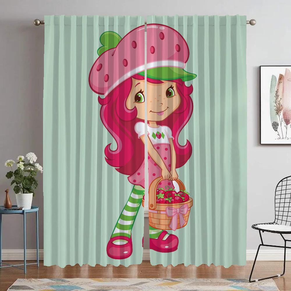 Затемняющие шторы для камеры Strawberry Shortcake Window Curtain для комнаты 2 Panel Home Interior Curtains Shades Partition Living