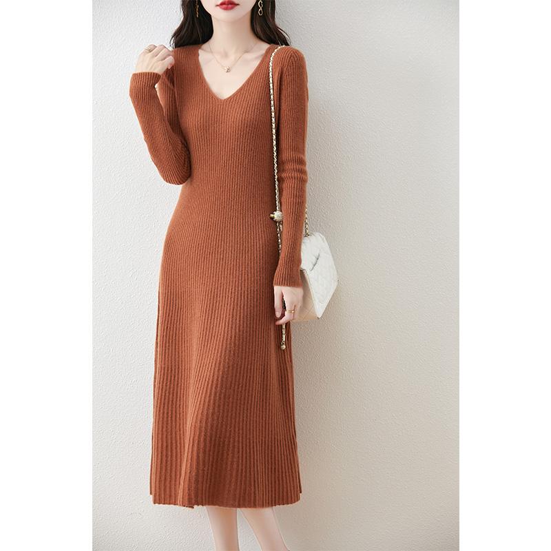 Женское кашемировое платье Qinghe кашемир 30% кашемир 70% шерсть осенне-зимняя кашемировая юбка мягкая и теплая