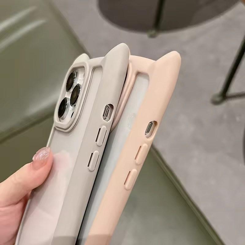 Милый 3D Чехол с кошачьими ушками, прозрачный, для iPhone 17 Air 16 15 14 Plus 13 12 11 Pro Max, мультяшный, милый, противоударный, прозрачный чехол