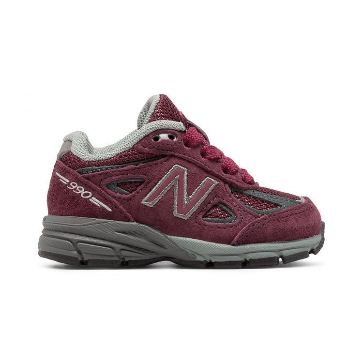 New Balance 990 Series V4 Low Top Kids Running Shoes Dark Red Kids Running Shoes KJ990BYP