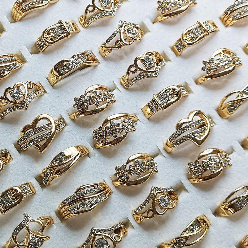 20 ШТ. Смешанного Золотого Цвета Обручальное Юбилейное Кольцо Геометрический Лук Сердце Цветок Партия Подарок Ювелирные Кольца