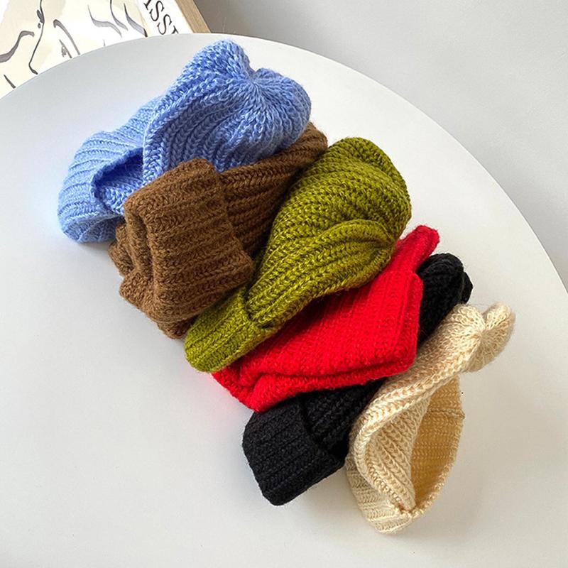 2025 японская шерстяная шапка женская осенне-зимняя вязаная шапка теплая защита ушей большая головка свободный ворс шапка