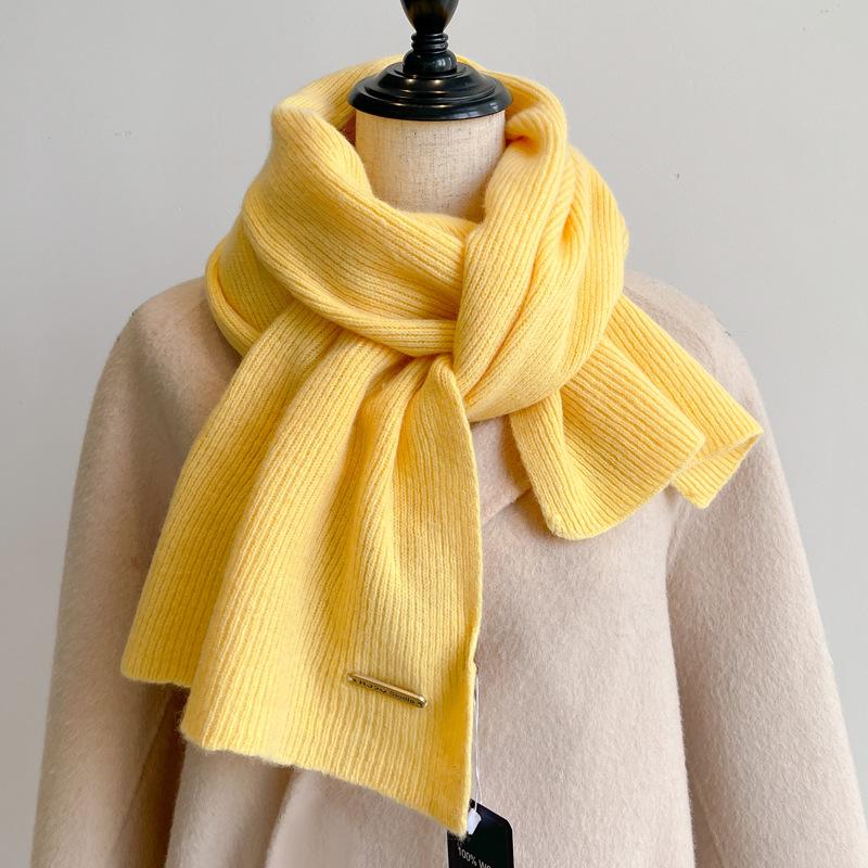 100% чистая шерсть вязаный шарф женский зимний парный простой и универсальный однотонный утолщенный шарф мужской высококачественный платок