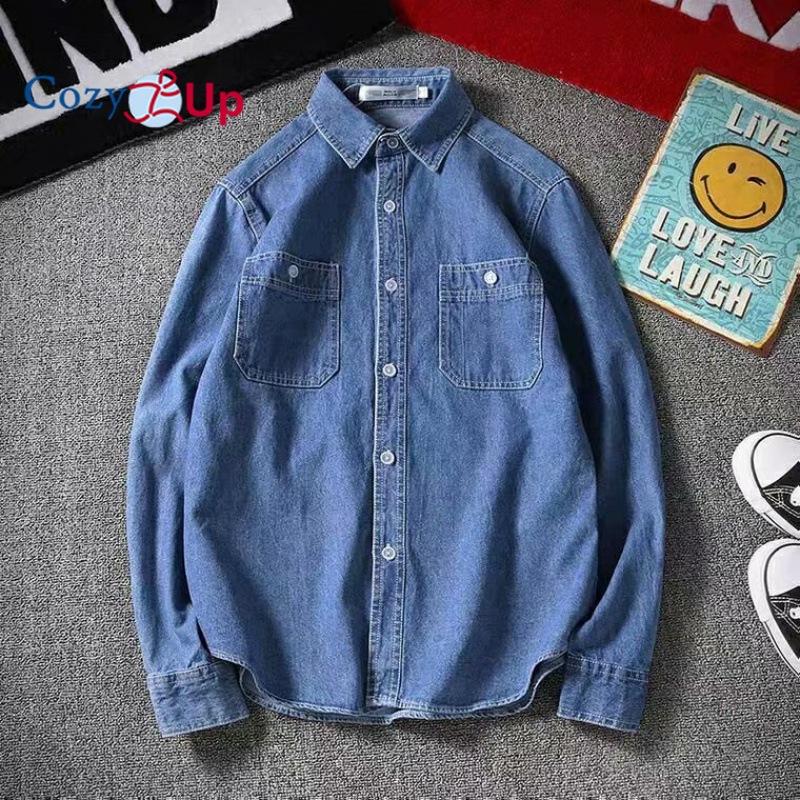 Мужская джинсовая рубашка узкого кроя с длинными рукавами Cosy Up