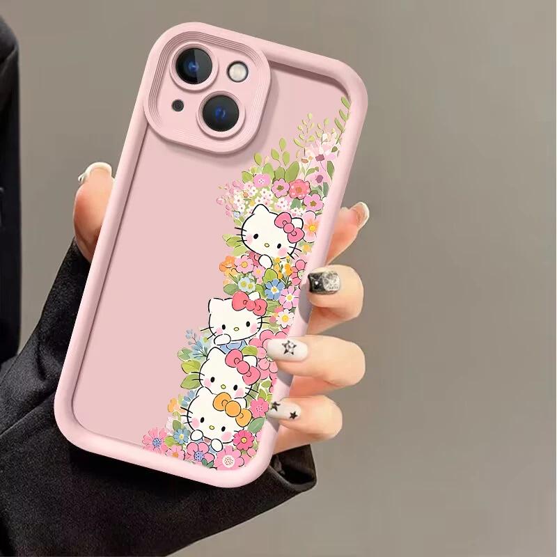 Розовый мультяшный чехол Hello Kitty для iPhone 17 16 Pro Max 17 Air 16e 15 14 13 12 11 Pro Max 14 15 16 Plus INS Силиконовый чехол