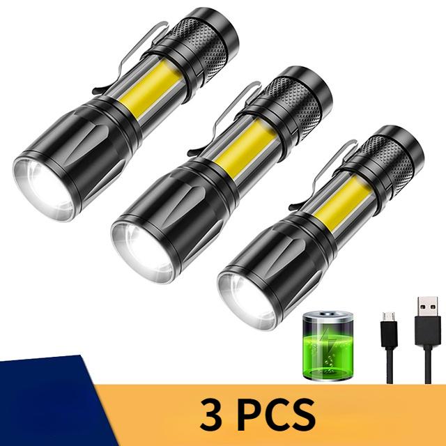 1/2/3 шт., мощный перезаряжаемый фонарик, мини-зум, уличный, кемпинг, сильная лампа, водонепроницаемый фонарик