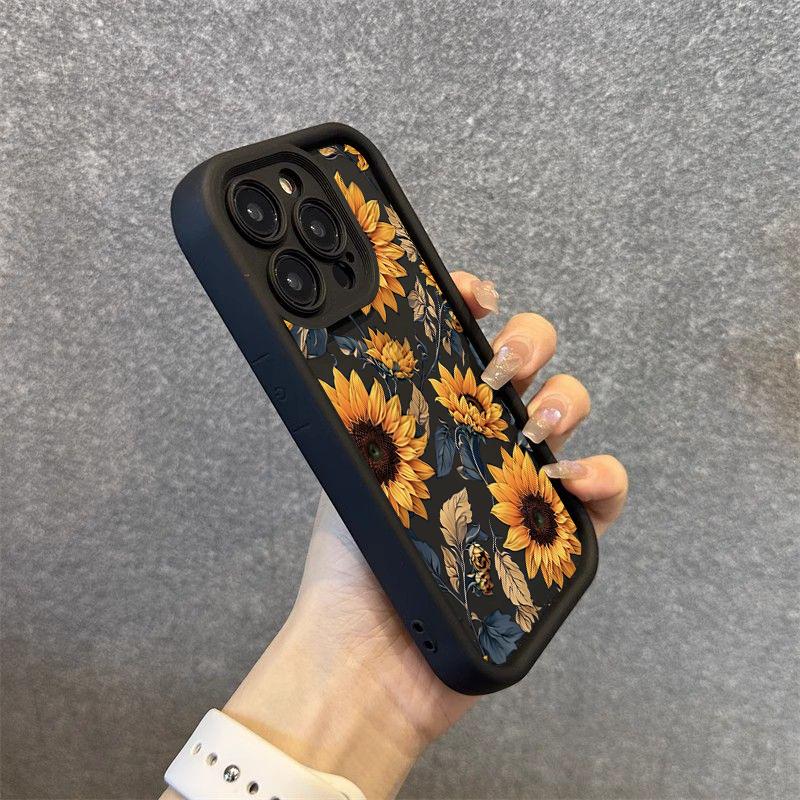 Матовый чехол для телефона с принтом подсолнухов для Samsung A16 A55 A54 A53 A52 A35 A34 A15 A14 S22 Plus S23 S24 S25 S26 Ultra S21 FE