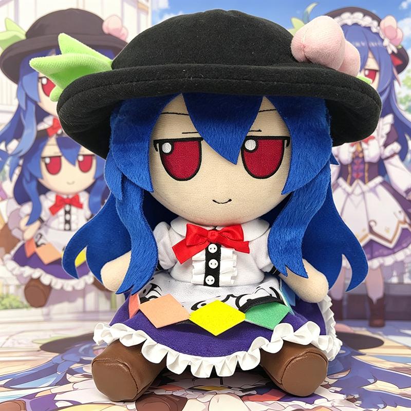 Новая милая плюшевая игрушка из проекта Touhou Тэнси Хинанави Фумо Милый персонаж с синими волосами Мягкая набивная кукла Аниме Плюшевая игрушка для фанатов Подарок на день рождения Украшение для дома