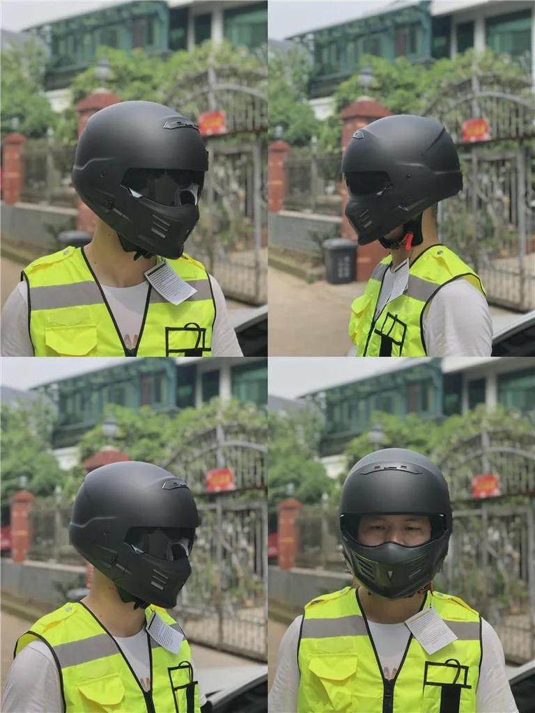 ZR-881 Samurai Helmet: DOTECE Certified Retro Motorcycle Helmet with Removable Chin Guard