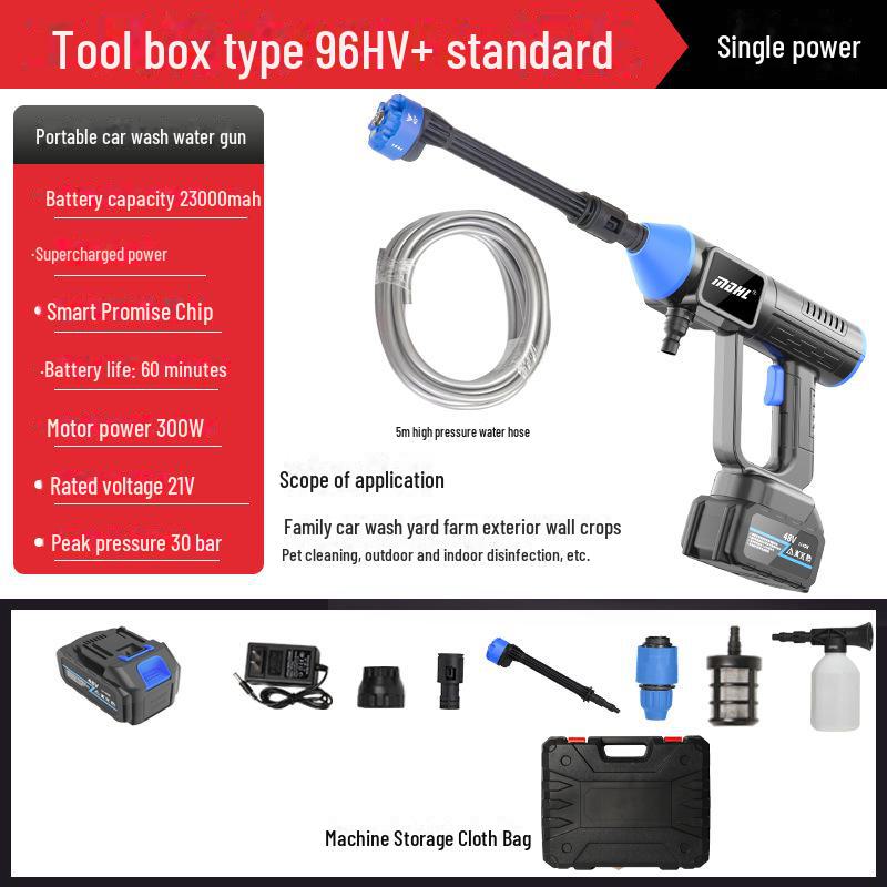 Rechargeable High-Pressure Wireless Car Wash Spray Gun with Lithium Battery