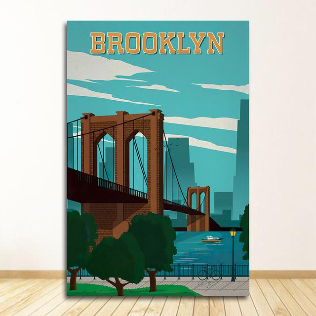 Пейзаж, холст, живопись, настенные картины, домашний декор, скандинавский винтажный постер с городами для путешествий, Нью-Йорк, Нидерланды, Амстердам, Лондон, без рамки