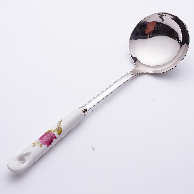 Ceramic Steel Handle Stainless Pot Shovel Kitchenware Set Shovel Spoon Nonslip High Temperature Kitchen Household